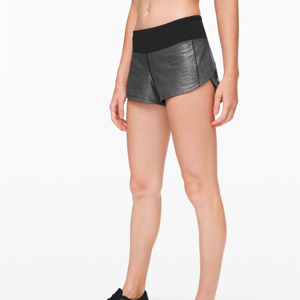 Silver metallic speed up short
